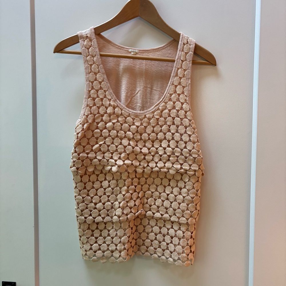 J.Crew Blush Pink Sleeveless Cotton Tank with Textured Overlay – Size M